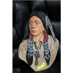 VINTAGE SIGNED INDIAN CHIEF CHALKWARE WALL PLAQUE