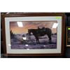Image 1 : WOOD FRAMED PRINT COWBOY, HORSE &