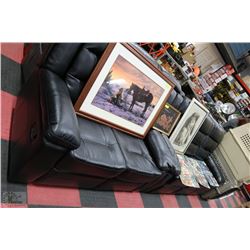NEW BLAKE BLACK LEATHERETTE RECLINING SOFA AND