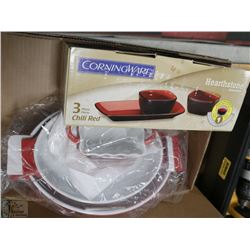 CORNINGWARE 3 PC HEARTHSTONE BAKEWARE SOLD WITH
