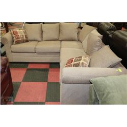 BEIGE FABRIC SECTIONAL WITH THROW CUSHIONS