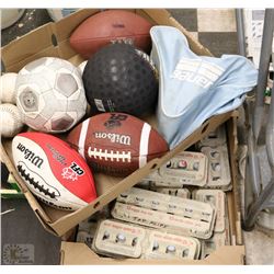 LOT OF VARIOUS SPORTS BALLS & SKATES