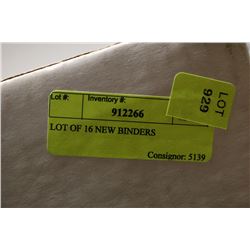 LOT OF 16 NEW BINDERS