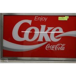 ENJOY COKE GLASS AND ALUMINUM SIGN 14"X23"