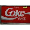 Image 1 : ENJOY COKE GLASS AND ALUMINUM SIGN 14"X23"
