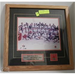 16X16 FRAMED 2002 GOLD TEAM CANADA PICTURE
