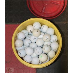 PAIL WITH  OVER 100 NAME BRAND GOLF BALLS