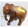 Image 1 : HAND CARVED WOODEN ELEPHANT WITH WOODEN TUSKS