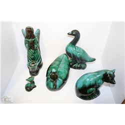 5 PIECES OF BLUE MOUNTAIN POTTERY INCL ANGEL,