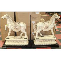 LARGE WOOLEY MAMMOTH IVORY CARVED HORSES FROM