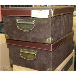 2 SUEDE STORAGE BOXES
