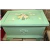 Image 1 : GREEN WOODEN HAND PAINTED CHEST