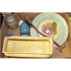 2 POTTERY JARS MADE IN JAPAN WITH AYNSLEY PLATE