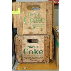 LOT OF 2 COCA COLA WOODEN CRATES