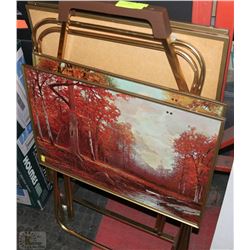 1960'S TV TRAYS SET WITH STAND