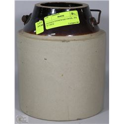 ANTIQUE STONEWARE CROCK - 9"H X 7 INCH