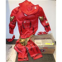 TWO PATIO CHAIR COVERS AND AN IRONMAN HALLOWEEN