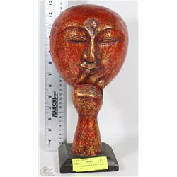 HEAD IN HAND SCULPTURE 13"TALL 6" WIDE