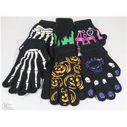 NEW 6 PACK GLOW IN THE DARK HALLOWEEN GLOVES