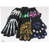 Image 1 : NEW 6 PACK GLOW IN THE DARK HALLOWEEN GLOVES