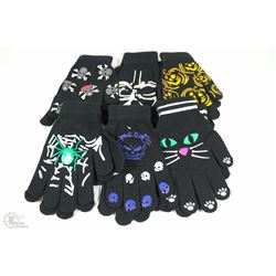 NEW 6 PACK GLOW IN THE DARK HALLOWEEN GLOVES