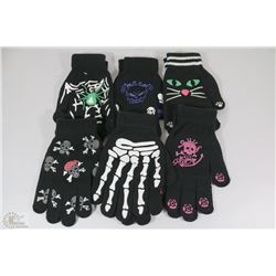NEW 6 PACK GLOW IN THE DARK HALLOWEEN GLOVES