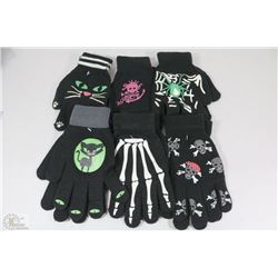 NEW 6 PACK GLOW IN THE DARK HALLOWEEN GLOVES