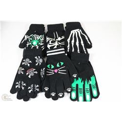 NEW 6 PACK GLOW IN THE DARK HALLOWEEN GLOVES