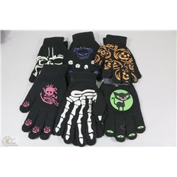 NEW 6 PACK GLOW IN THE DARK HALLOWEEN GLOVES