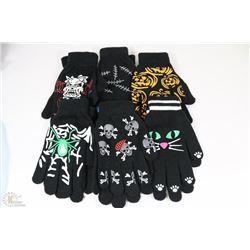 NEW 6 PACK GLOW IN THE DARK HALLOWEEN GLOVES
