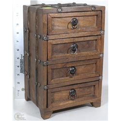 4 DRAWER WOODEN JEWELRY BOX