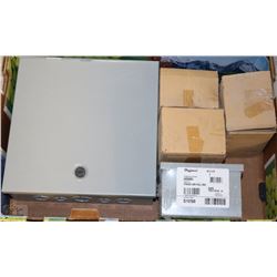 LOT OF NEW ELECTRICAL INCL SET SCREWS, HINGED CVR