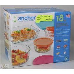 ANCHOR 18PC GLASS FOOD STORAGE SET