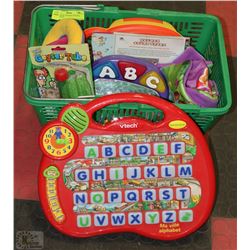 BASKET OF TODDLER TOYS INCL. VTECH ETC