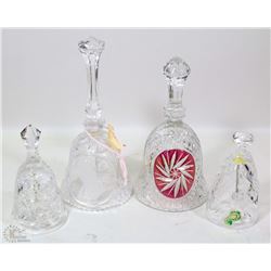 LOT OF 4 ESTATE COLLECTIBLE BELLS INCL CRANBERRY