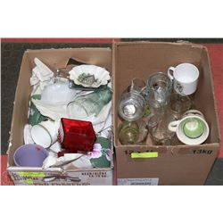 2 ESTATE BOXES OF DISHWARE INCL. MILK GLASS