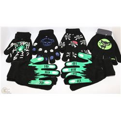6 PACK OF GLOW IN THE DARK HALLOWEEN GLOVES