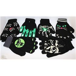 6 PACK OF GLOW IN THE DARK HALLOWEEN GLOVES