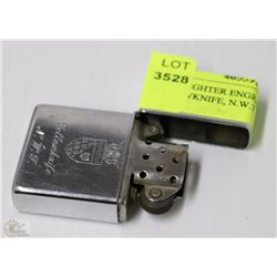 ZIPPO LIGHTER ENGRAVED YELLOWKNIFE, N.W.T