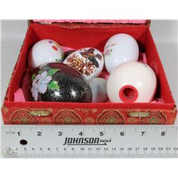 ASIAN BOX FILLED W/ COLLECTIBLE EGGS INC MARBLE,