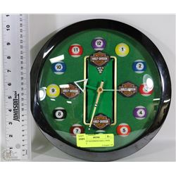 HARLEY DAVIDSON 8-BALL POOL CLOCK