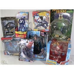 FLAT OF 7 COLLECTIBLE SPIDERMAN FIGURINES