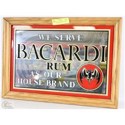 BACARDI RUM FRAMED MIRROR ADVERTISING 20"X14"