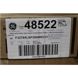 CASE OF 36 NEW 4' G.E. FLUORESCENT LIGHBULBS