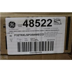 CASE OF 36 NEW 4' G.E. FLUORESCENT LIGHBULBS