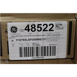 CASE OF 36 NEW 4' G.E. FLUORESCENT LIGHBULBS