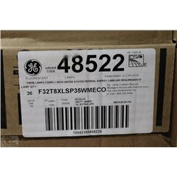 CASE OF 36 NEW 4' G.E. FLUORESCENT LIGHBULBS