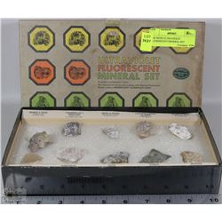 BOX WITH ULTRAVIOLET FLUORESCENT MINERAL SET