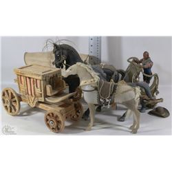 COLLECTION OF 3 HORSES AND  WAGONS