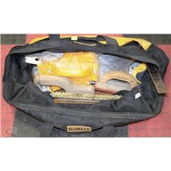 TOOL BAG WITH DRYWALL TOOLS, SAW AND MORE